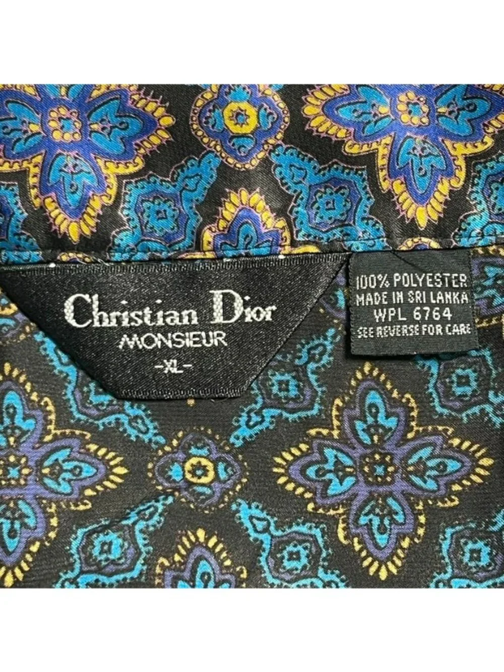 Vintage Christian Dior Boxers Shorts XL Blue Geometric Medallion Pajama